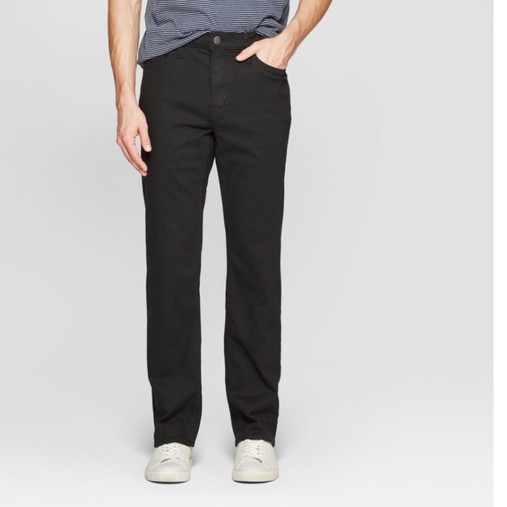 Men's Straight Fit Jeans - Goodfellow & Co™ Solid Black Sz 34x34